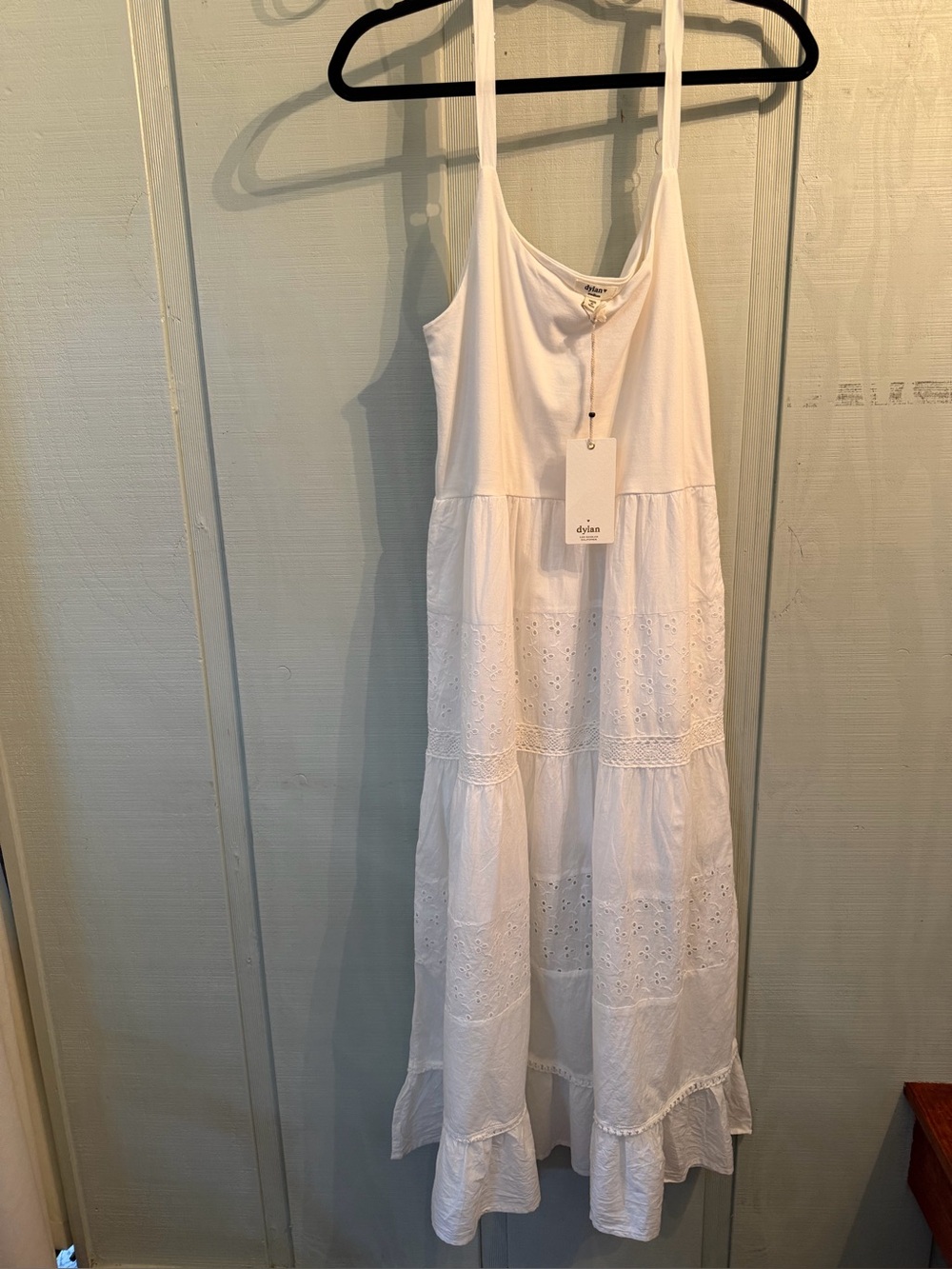 dylan White Cotton Eyelet Tiered Maxi Dress